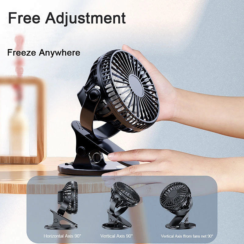 Small Desk Fan Strong Airflow Ultra Quiet Portable Fan Speed Adjustable Head 360°Rotatable Mini Personal Fan For Home Office Bedroom