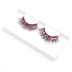 Unique Special Eyelashes 25MM Yellow Diamond Red Eyelash Lashes T-stage show Synthetic Fiber 3D False Eyelashes Wholesale Beauty