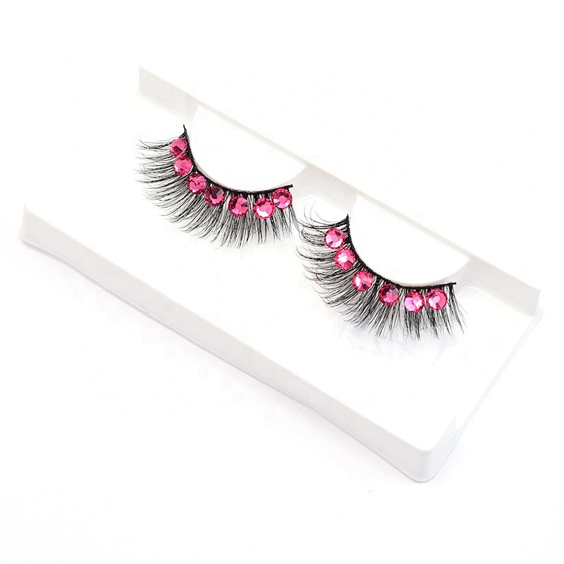 Unique Special Eyelashes 25MM Yellow Diamond Red Eyelash Lashes T-stage show Synthetic Fiber 3D False Eyelashes Wholesale Beauty
