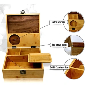 Wood stash boxes for weed with 2.5 inch grinder & UV glass & Rolling Traycan be OEM/ODM