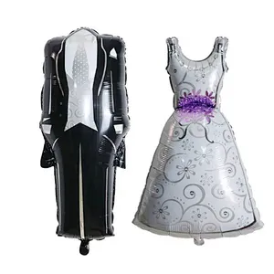Large Size Groom Bride Wedding Dress Foil Helium Balloons Valentine's Day Wedding Engagement Party Decoration Supplies