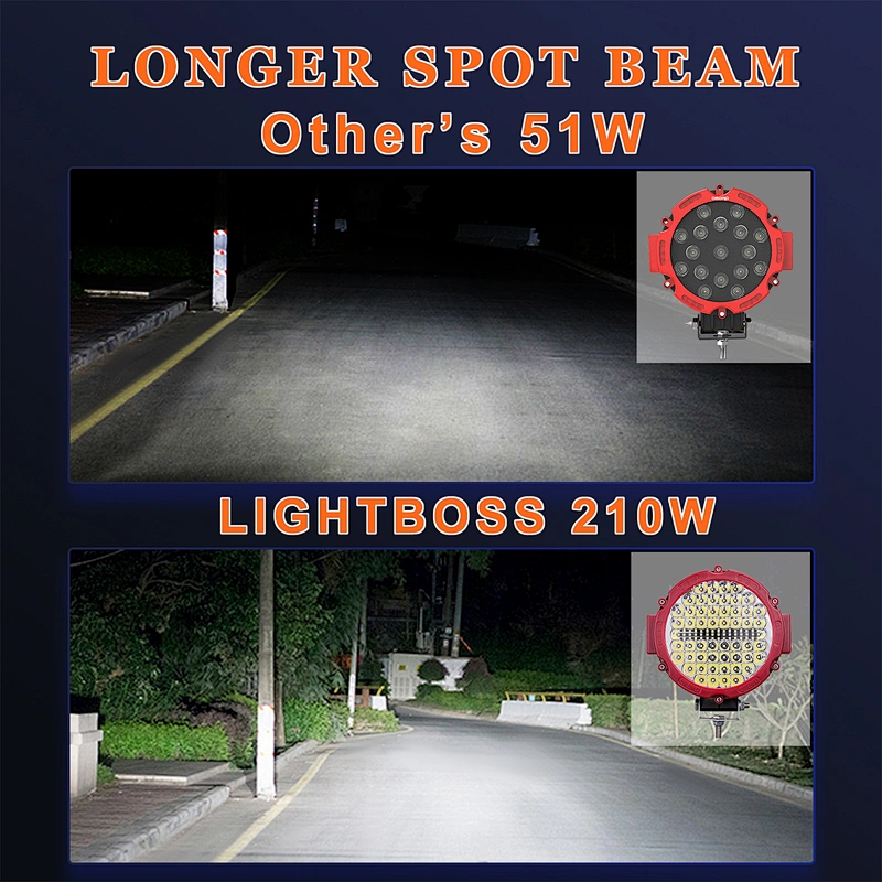 Red 7 inch Round 2021 Auxiliary Offroad Driving Light 210W 7 inch for 4x4 led off road driving lamp 4x4 4WD led spot light