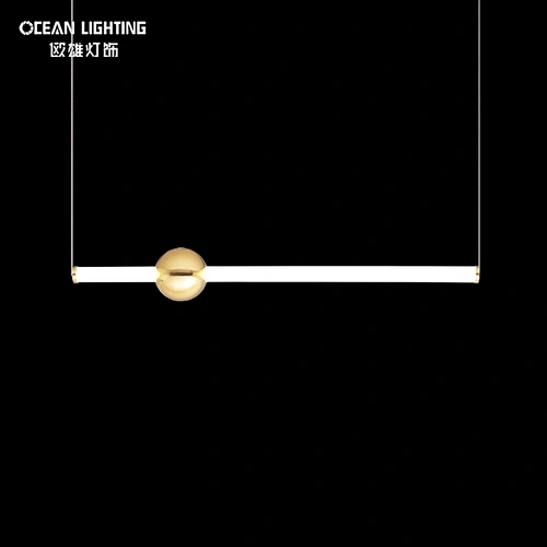 Modern Simple Gold Ball Glass Iron Horizontal Straight Tube Give Out Light 15W LED Chandeliers