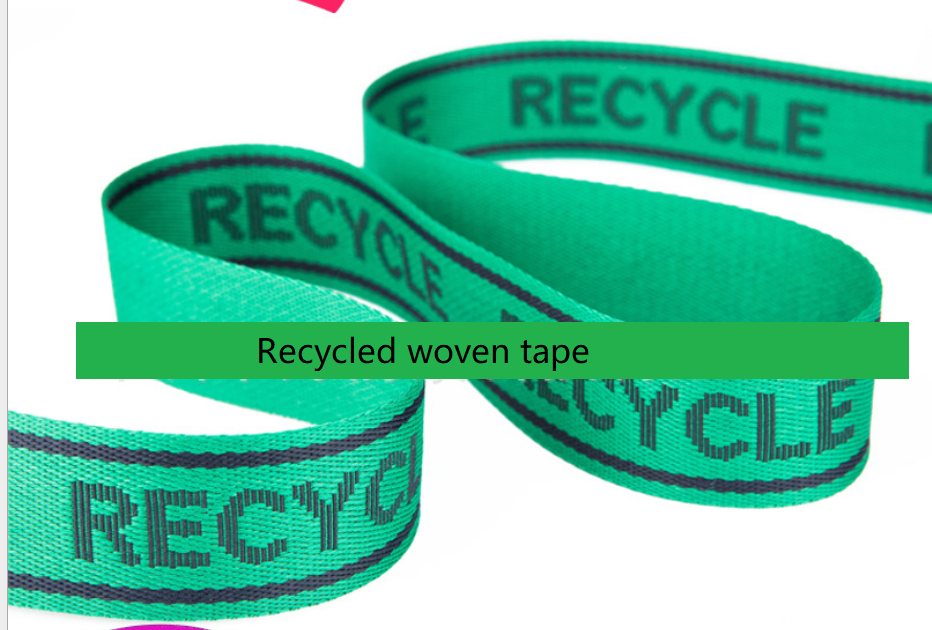 Recycled polyester woven tape