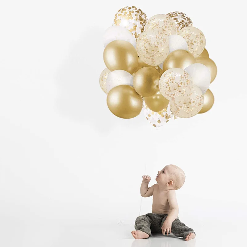 60 Pack 12 inch Clear Balloons and Gold Confetti Latex Balloons Wedding Birthday Party Decorations Globos
