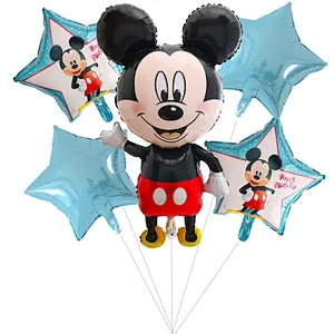 Hot Selling Mickey Mouse Minnie Shape Helium Foil Balloons Set 18 Inch Round Star Globos For Party Decoration