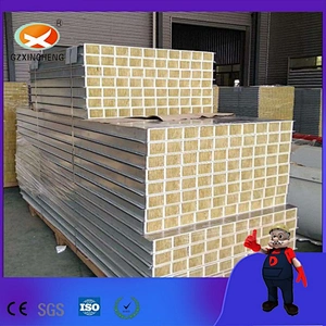 Panel sándwich de lana de roca de magnesio de vidrio de pared y techo de 100 mm de espesor para almacén de acero