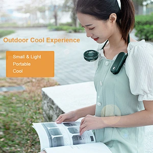 Hand Free Personal USB Rechargeable Mini Portable LED Hanging Neck Band Hung Cooling Fan with 1200mah battery