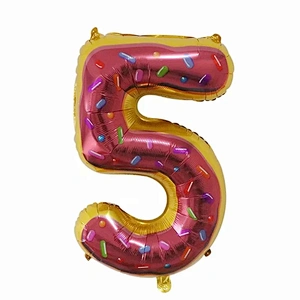 32inch Number Donuts Cake Dessert Print Figure Foil Balloons For Kids Birthday Party Decor Supplies Sweet Number Balloon