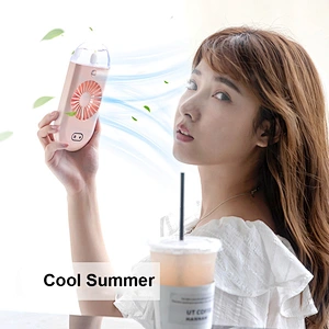 Cartoon Style Fan With Ambient Light Household Handheld Spray Fan Moisturizing And Humidifying Small Fan