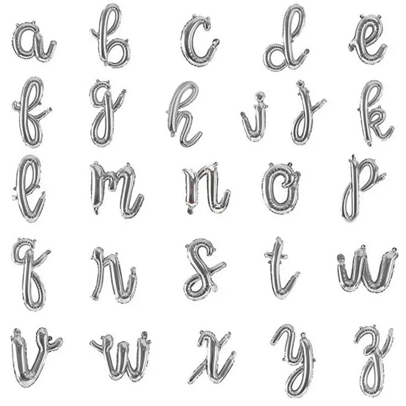 16 inch lowercase cursive a-z letters aluminum cursive birthday foil balloon letter alphabet balloons wedding decoration