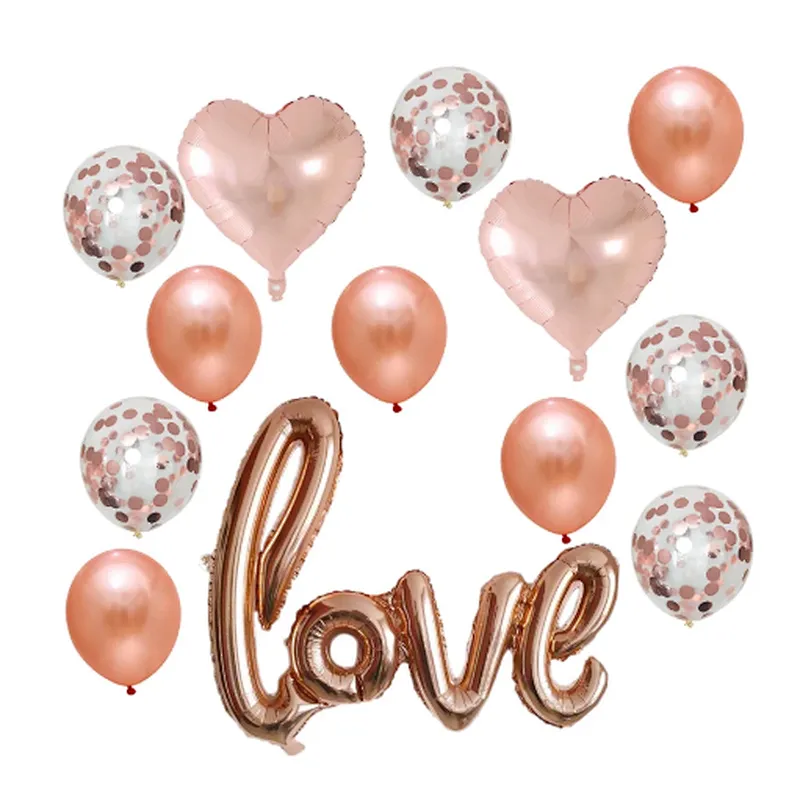 13pcs/Set Romantic Wedding I Love You Foil Balloons Heart Ballons Valentine Day Party Decorations Latex Globos Supplies