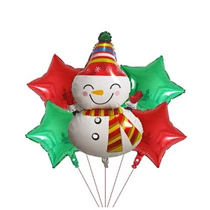 5pcs Merry Christmas Foil Balloons Set Santa Claus Snowman Tree Stockings Bells Helium Globos New Year Xmas Party Decorations