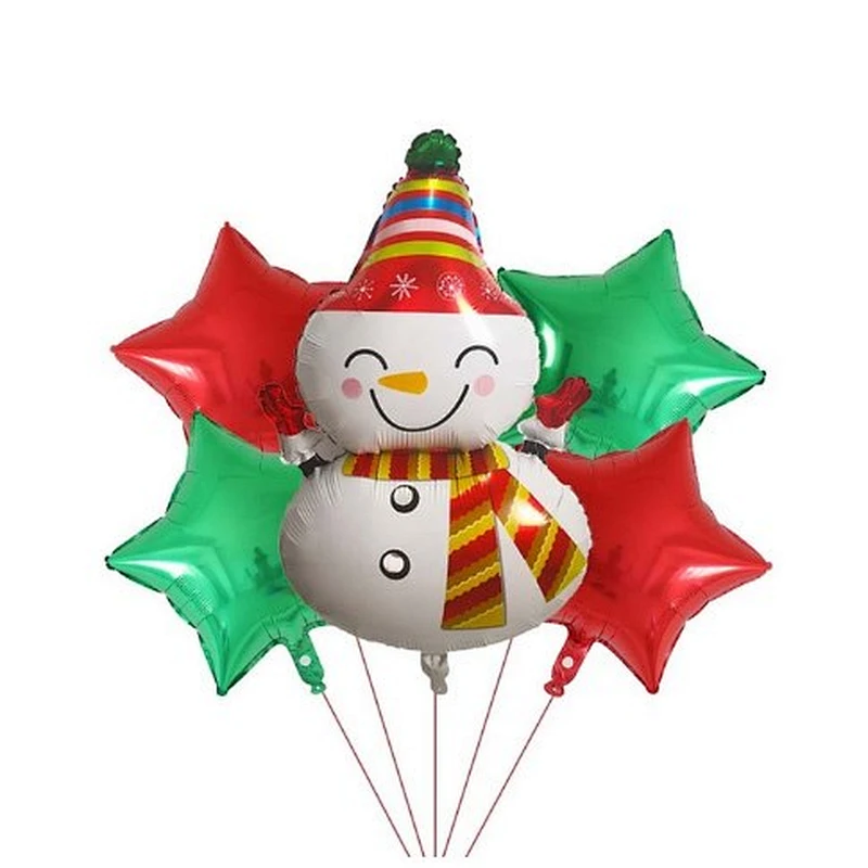 5pcs Merry Christmas Foil Balloons Set Santa Claus Snowman Tree Stockings Bells Helium Globos New Year Xmas Party Decorations