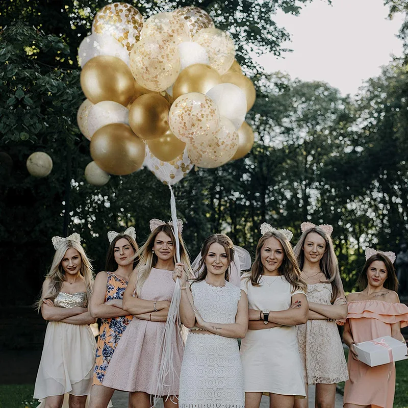 60 Pack 12 inch Clear Balloons and Gold Confetti Latex Balloons Wedding Birthday Party Decorations Globos