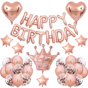 Happy Birthday Party Decoration 18 Inch Foil Star Balloon 12 Inch Pearl Latex Balloon Confetti Balloon Set