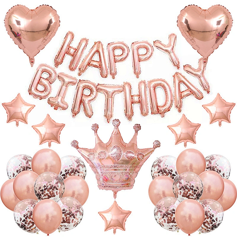 Happy Birthday Party Decoration 18 Inch Foil Star Balloon 12 Inch Pearl Latex Balloon Confetti Balloon Set