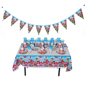 Hot sale Cocomelon birthday party supplies disposable tableware plate cup cake copper table cover