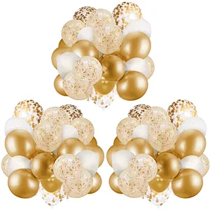 60 Pack 12 inch Clear Balloons and Gold Confetti Latex Balloons Wedding Birthday Party Decorations Globos