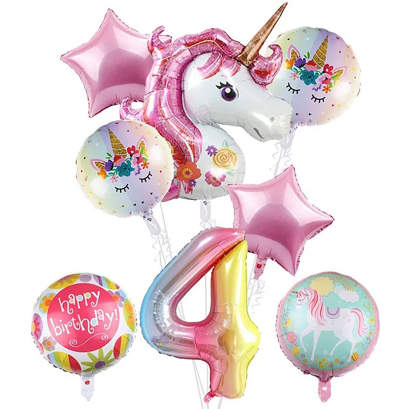 Unicorn Aluminum Film Balloon Set For Baby Shower Kids 1 years old deacoration balloon set