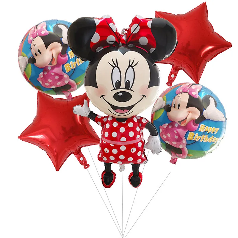 Hot Selling Mickey Mouse Minnie Shape Helium Foil Balloons Set 18 Inch Round Star Globos For Party Decoration