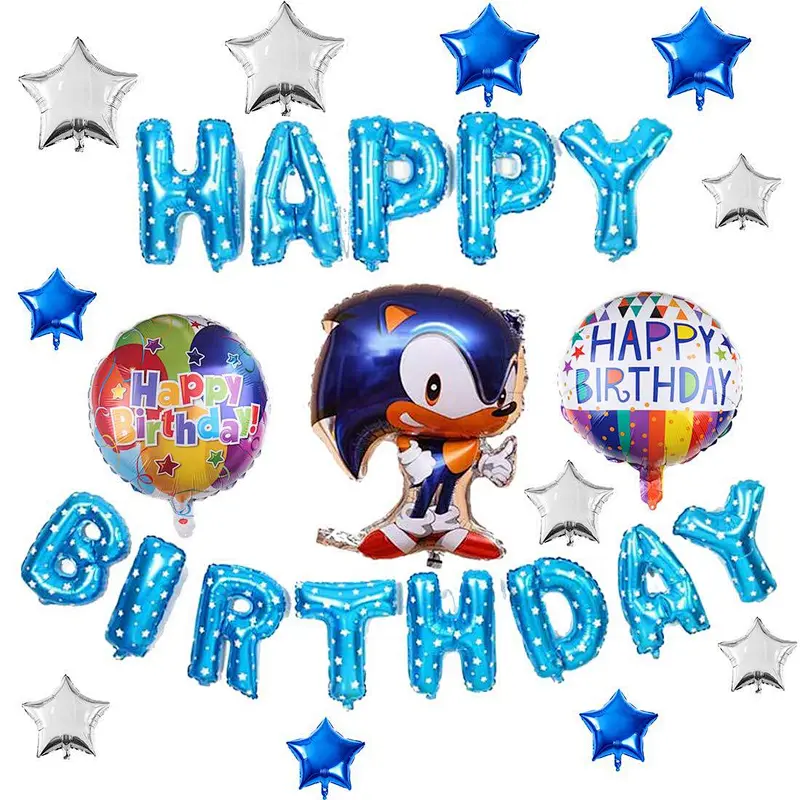 wholesale cartoon character sonic foil helium balloon set for kids birthday kids toy party supplies hot sell new