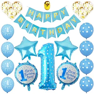 Baby Shower 1 Year Old Baby Birthday Anniversary Party Decoration Latex Balloons Set for Weddings Birthday Party Decor