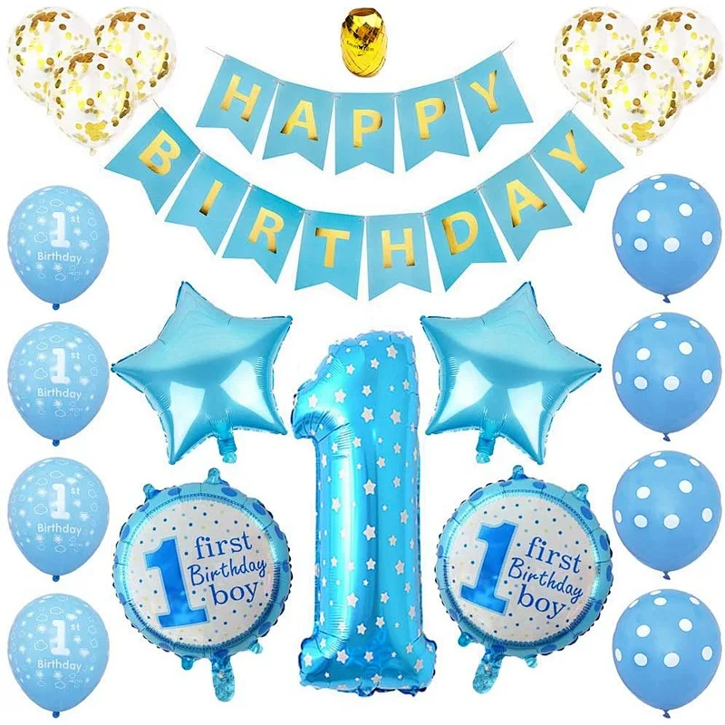 Baby Shower 1 Year Old Baby Birthday Anniversary Party Decoration Latex Balloons Set for Weddings Birthday Party Decor
