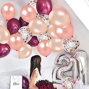 62pcs 12inch Rose Gold Confetti Latex Balloons Bouquet Garland Kit for Wedding Birthday Girl Party Background Decorations Globos