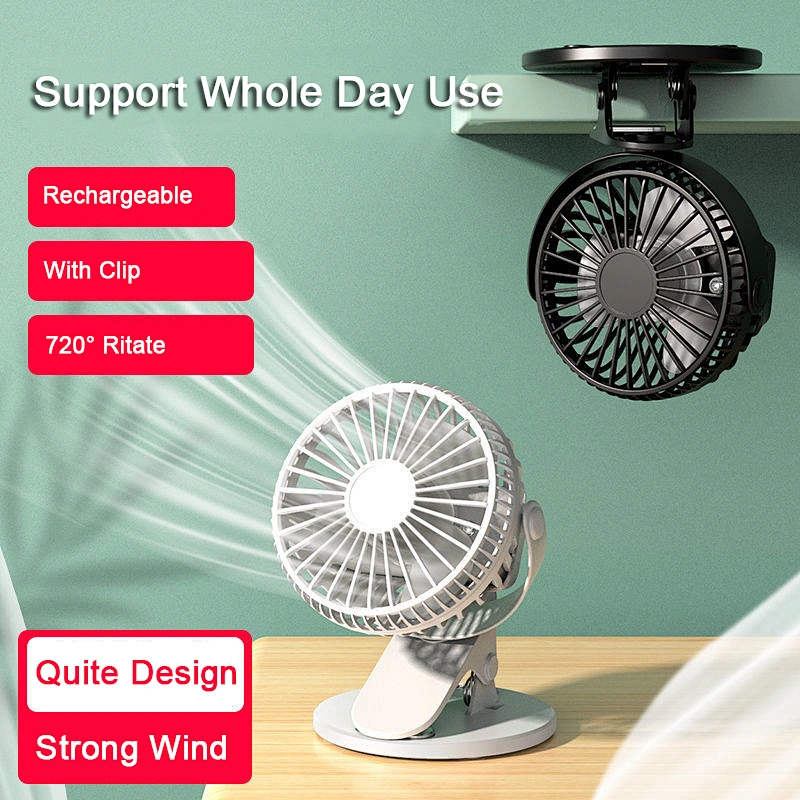 Small Desk Fan Strong Airflow Ultra Quiet Portable Fan Speed Adjustable Head 360°Rotatable Mini Personal Fan For Home Office Bedroom