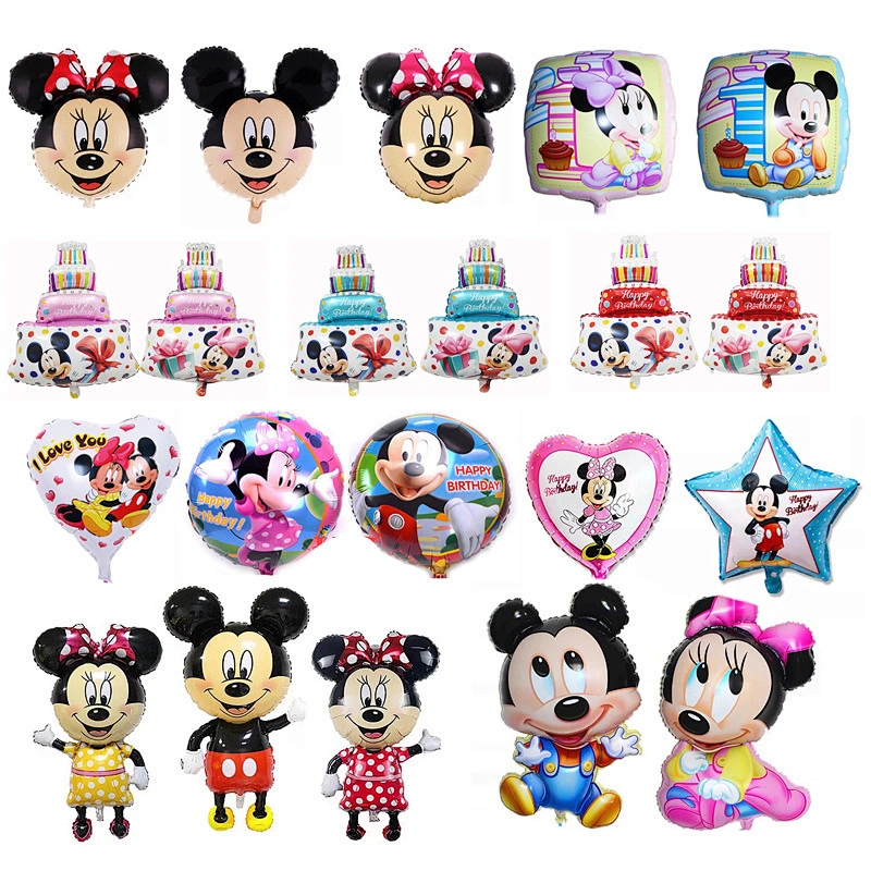 Hot salling 6 piece Mickey Minnie cartoon balloons set aluminum foil balloon for first birthday baby shower decoration