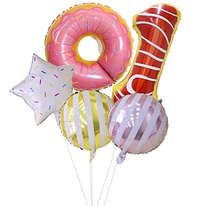 Donut Birthday Party Decorations Mylar Balloon Donut Globos Theme Party Supplies Baby Shower Home Decoration Birthday Backdrop