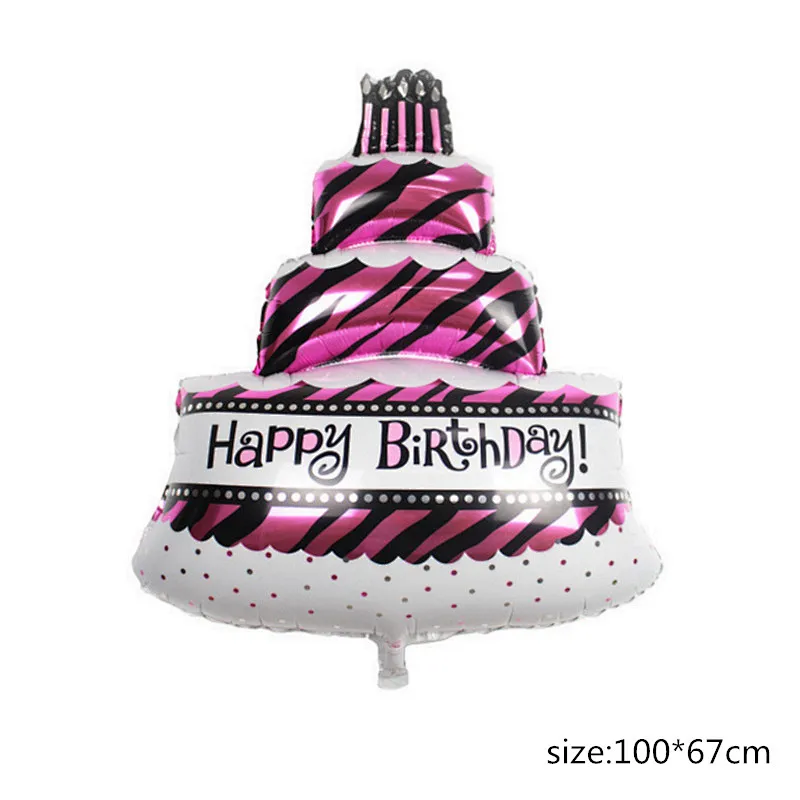 Hot selling 5pcs birthday cake foil balloons bouquet with ribbons helium globes for happy birthday kids party decoration