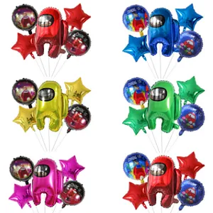Amazon Hot Sale Birthday Party Decoration Foil Balloon 5pcs Amoung Us Game Them balloon Set