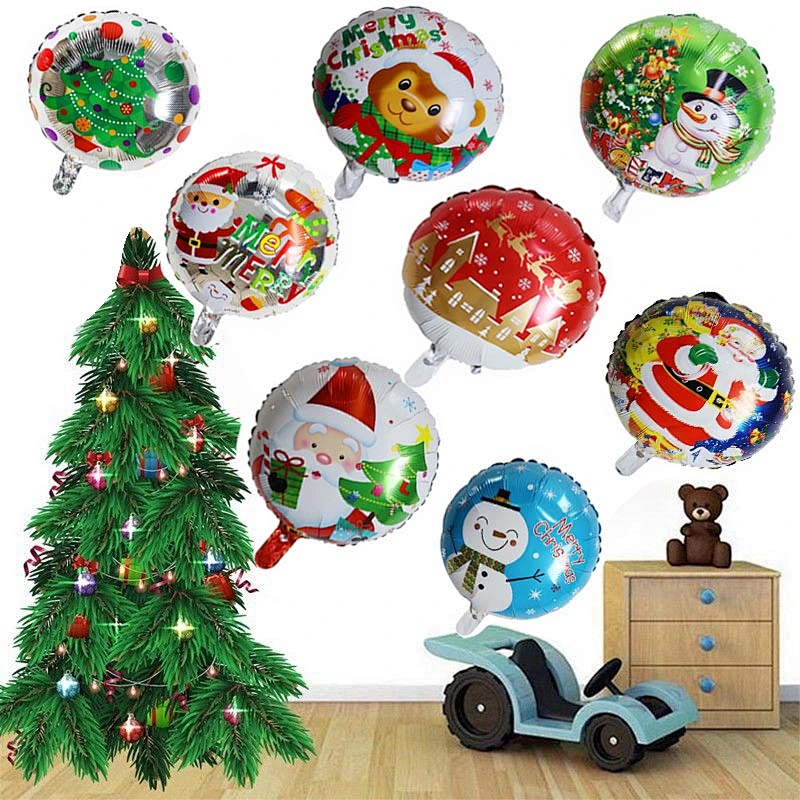 18 Inch Christmas Balloons Round Aluminum Foil balloons Holiday Party Decoration Balloons Wholesale