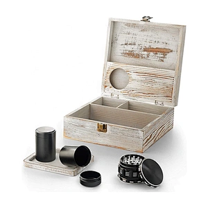 ROCKGEAR Wood Smoking Stash Box Large Combo with Weed Accessories