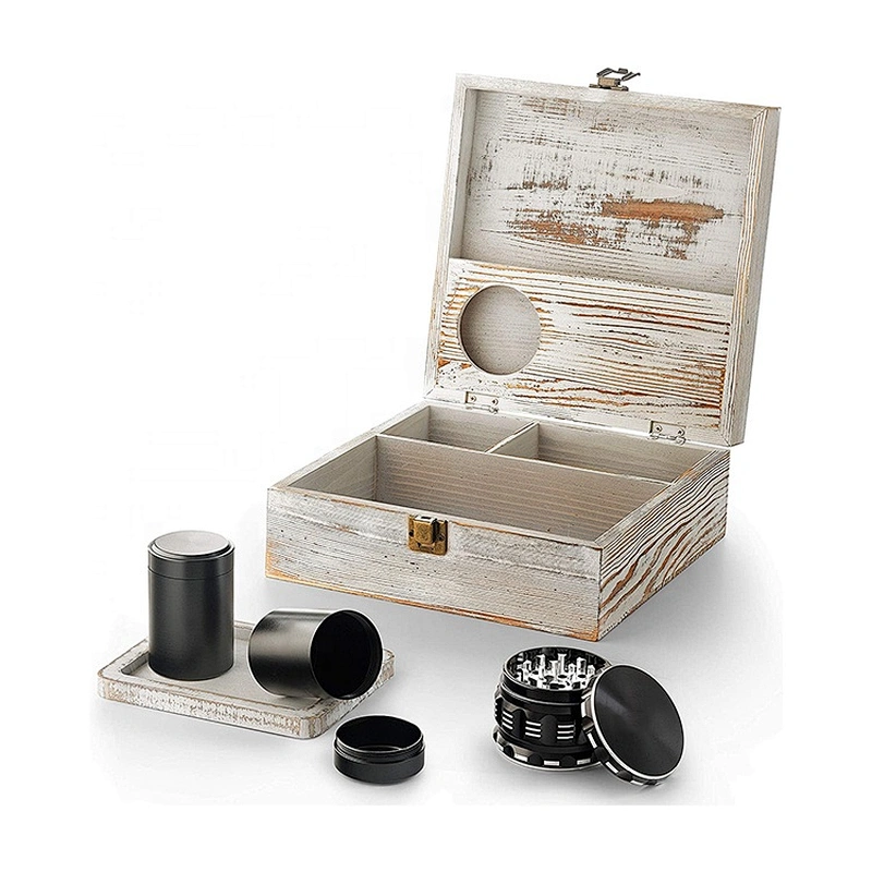 ROCKGEAR Wood Smoking Stash Box Large Combo with Weed Accessories