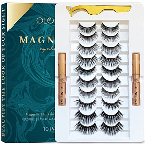 Factory Hot Sales 10Pairs Magnetic Eyelash Kit With Magnetic Eyeliner and Tweezer