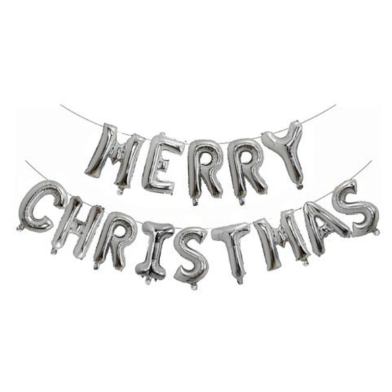 Multicolor Merry Christmas Foil Balloons 16inch Gold Silver Letter Air Globos Happy New Year Xmas Party Decoration Banner