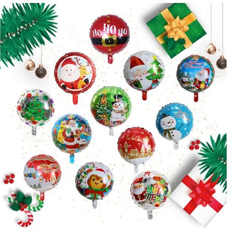 18 inch round christmas decoration helium balloon inflatable merry christmas aluminum foil balloon party supplies