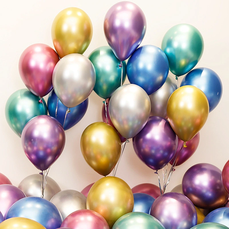 50pcs Metallic Latex Balloons Assorted Color 12 inch 8 Kinds of Shiny Chrome Latex for Birthday Anniversary Wedding Engagement Party Decorations