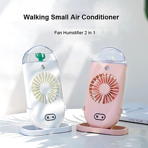 Cartoon Style Fan With Ambient Light Household Handheld Spray Fan Moisturizing And Humidifying Small Fan