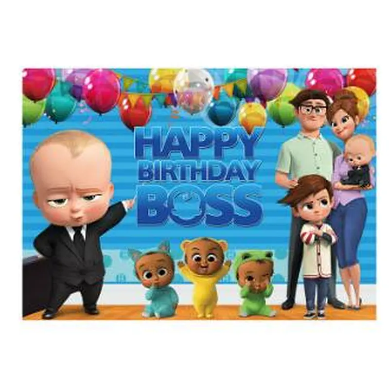 Cartoon Background Cloth Super Hero Mickey Minnie Boss Baby Theme Backdrop For Children Birthday Party Decoration Cloth