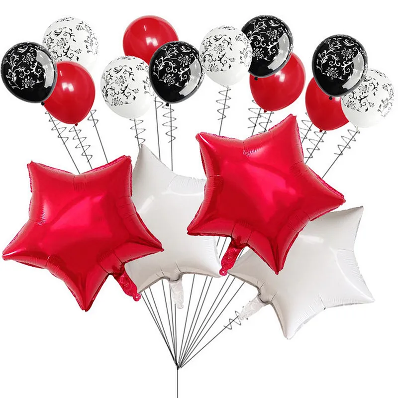 Hot Sale Birthday Party Decoration 18 Inch Foil Star Balloon 12 Inch Printed Latex Balloon Set