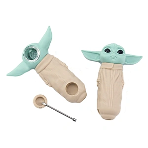 Yoda Grogu Tobacco Smoking Pipe with Dabber Glass Bowl Dabs Smoking Accessories bong pipe