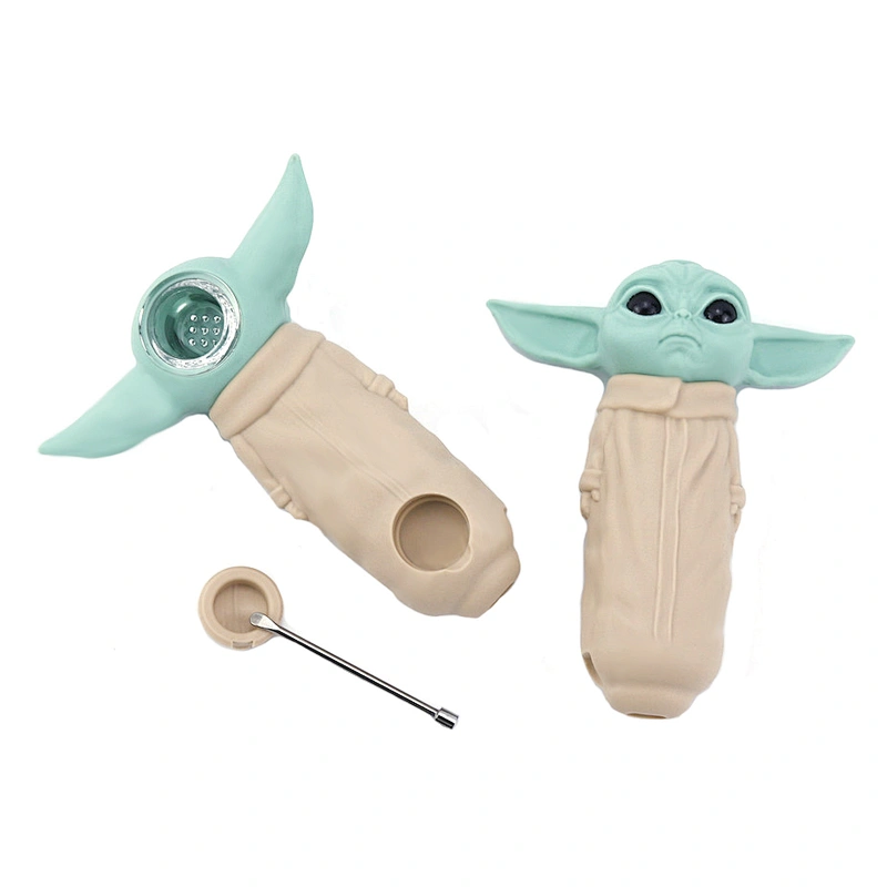 Yoda Grogu Tobacco Smoking Pipe with Dabber Glass Bowl Dabs Smoking Accessories bong pipe