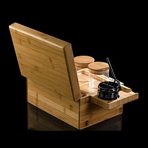 Amazon hot-selling weed bamboo wood stash box with brush