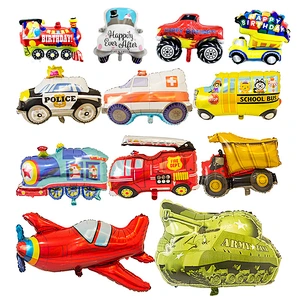 Large Car Balloon Train Police Car Ambulance Foil Ballon Children Toy Birthday Party Decoration Balloons