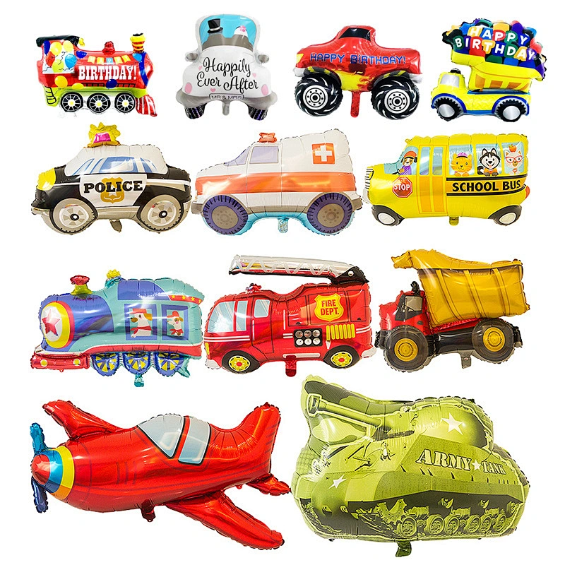 Large Car Balloon Train Police Car Ambulance Foil Ballon Children Toy Birthday Party Decoration Balloons