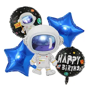 5pcs Astronaut Rocket Balloon Kit Astronaut Outer Space Theme Birthday Galaxy Theme Party Decoration round balloons